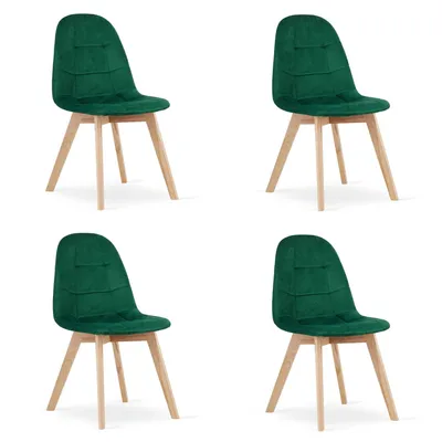 Produktbild von Esszimmerstuhl Bürostuhl Küchenstuhl, gepolsterter Stuhl, Velours-Sitzmaterial mit Holzbeinen aus Buche dunkelgrüner Samt 4er Set