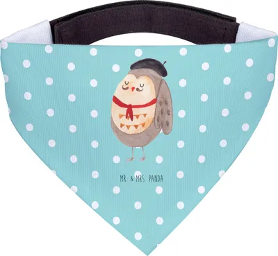 Produktbild von Mr. & Mrs. Panda Hundehalstuch Eule Frankreich - Türkis Pastell - Geschenk, Halstuch Hund, Bandana, Eulen, Französisch, Für Hunde, Dreieckstuch, Stolz