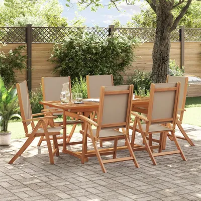 Produktbild von 7-tlg. Garten-Essgruppe Massivholz Akazie und Textilene - Gartenmöbelgarnituren 3279325