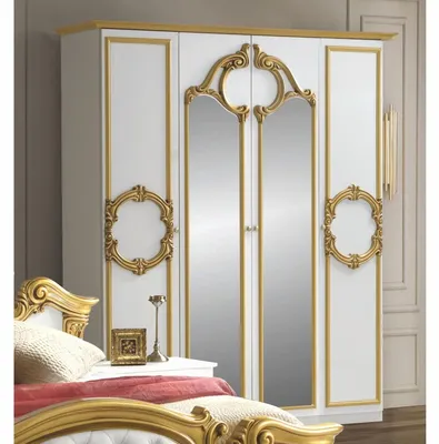 Immagine prodotto di Casa Padrino armadio barocco per camera da letto bianco / oro 177 cm - Mobili barocchi per camera da letto