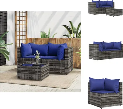 Produktbild von vidaXL 3-tlg. Garten-Lounge-Set mit Kissen Grau Poly Rattan -  Gartensofas