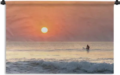 Produktbild von MuchoWow® Wandteppich Wandbehang Meer - Surfen - Sonne 90x60 cm Tapisserie Dekoration Wandtuch - Wandskulpturen - Bildteppich