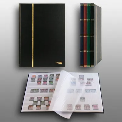Produktbild von Prophila Collection 16 weiße Seiten A4 Briefmarken-Einsteckbuch schwarz