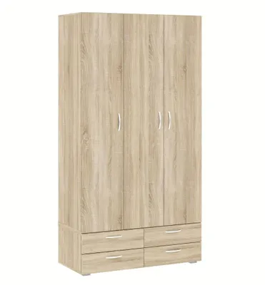 Obrázok produktu pre Trojdverová šatníková skriňa 111 cm so šuplíkmi RICHLAND - dub sonoma