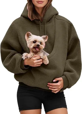Produktbild von Herbst/Winter Damen-Hoodie, groß, Bronsfarben, mit Vortasche, für kleine Haustiere, M