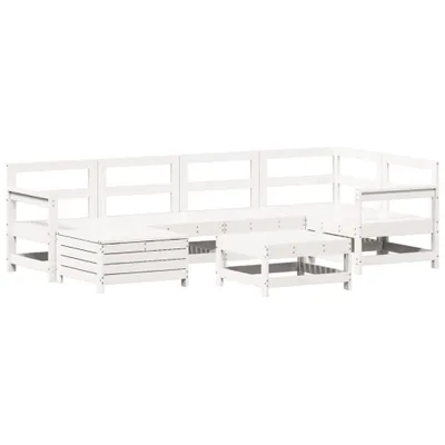 Immagine prodotto di vidaXL Set di divani da giardino 7 pezzi in legno di pino massiccio bianco