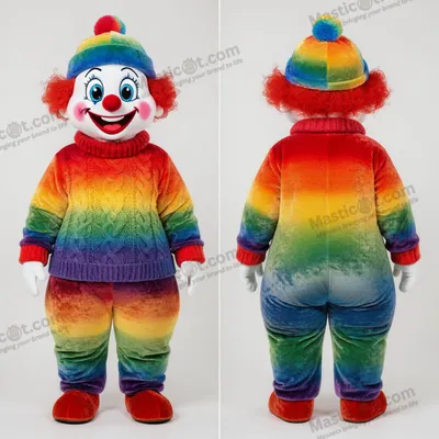 Productafbeelding van Regenboog Fluweel Clown Mascotte MASTICOT