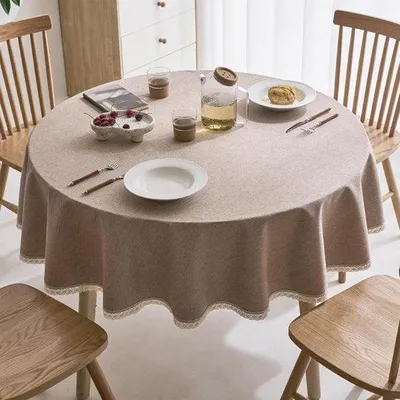 Produktbild von Beige Linnen Tafelkleid 160 cm, feuchtigkeitsfest, für Küche und Garten