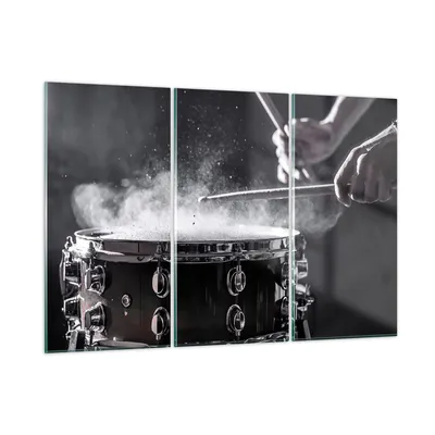 Produktbild von Bilder auf glas - 3 Teile - Trommel Staub Trommel - 105x70cm - Glasbilder - Wandbilder - Bilder - zum Aufhängen bereit - Wanddekoration aus Glas - Glas Bilder - Wandbild auf Glas - GCE105x70-4313