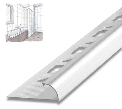 Produktbild von Dalsys Fliesenschiene Viertelkreisprofil 2,5m x 8mm Silber matt Alu