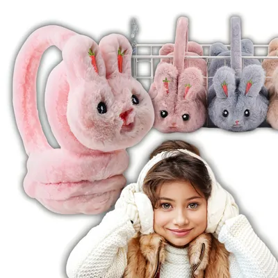 Produktbild von Winter Ohrenschützer, Kinder warme Ohrenschützer Mädchen, verstellbare Ohrenschützer,  Winter Warm Earmuffs Plüsch, rosa Ohrenschützer in Hasenform