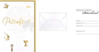 Produktbild von Taufe – Patenbrief - Glückwunschkarte im Format 11,5 x 17 cm mit Umsch