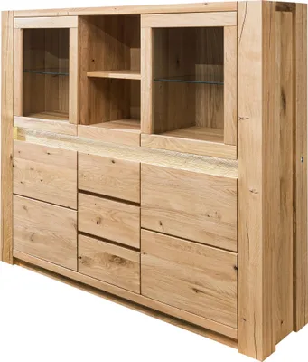 Image de MASSIVMOEBEL24 | Buffet Haut Chêne Sauvage Huilé Beige KENT #205 163x40x142