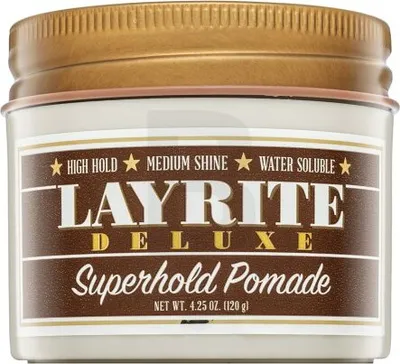 A product shot of a jar of Layrite Superhold Pomade.