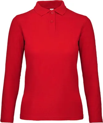 Immagine prodotto di B&C PWI13 | Polo da donna a maniche lunghe ID.001 / 100% piqué di cotone - Colore: rosso - Taglia: XL