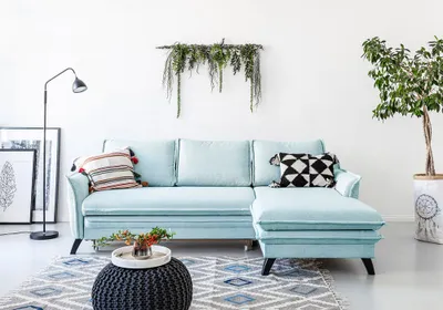 Produktbild von MIUFORM Charming Charlie - Ecksofa mit Bettfunktion und Bettkasten L-FORM RECHTS - 228x150cm - Aqua - Sofa Schlafsofa Couch