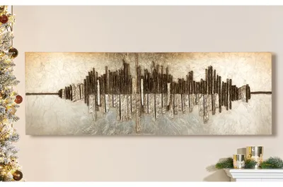 Immagine prodotto di Gilde Bild, rechteckig, "Altinoh", abstraktes Motiv, Holz, Kunstharz, champagnerfarben, goldfarben, VE 1, L. 6.5 cm, B. 150 cm, H. 50 cm 38407 4063387384077