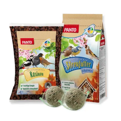 Produktbild von PANTO Energiemix-Set - für Wildvögel Rosinen, Streufutter und Meisenknödel