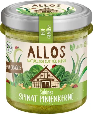 PASTA WARZYWNA ZE SZPINAKIEM I ORZESZKAMI PINIOWYMI BEZGLUTENOWA BIO 135 g - ALLOS