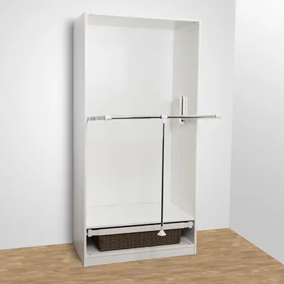 Produktbild von Kleiderlift Kleiderstange breitenanpassbar von 645 - 910 mm weiß (Beschlag ohne Schrank!)