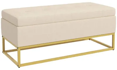 Obrázek produktu pro Úložná lavice s prostorem pro uskladnění | Barva: Béžová | Rozměry: 44 x 110 x 49 cm
