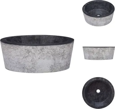 Immagine prodotto di vidaXL Lavabo nero Ø40x15 cm in marmo - Lavabo da bagno
