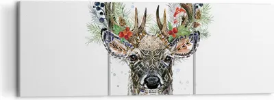 Produktbild von Bild auf Leinwand - Leinwandbild - 3 Teile - Surrealismus Hirsch Boho - 120x40cm - Wand Bild - Wanddeko - Wandbilder - Leinwanddruck - Bilder - Wanddekoration - Leinwand bilder - CA120x40-4486