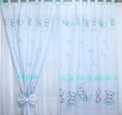 Produktbild von Vorhänge mit Schlaufen Kinder Baby Gardinen Kinderzimmer Vorhang 4. Bärchen Minze