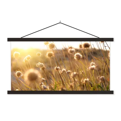 Produktbild von MuchoWow® Textilposter Pflanzen - Natur - Blumen - Sonne - Horizont 90x45 cm mit schwarzem Rahmen - Klemmleisten