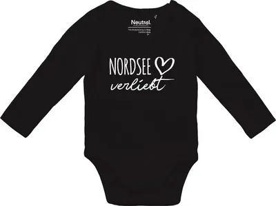 Produktbild von Huuraa Baby Body Nordsee verliebt 62 Black  Baumwolle Fairtrade Langarmbody Geschenkidee