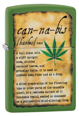 Immagine prodotto di Accendino Zippo 49119 Cannabis Design Uomo Verde Metallo