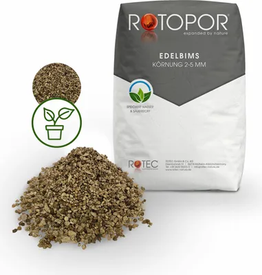 Produktbild von Rotopor Edelbims Waschbims Körnung 2-5 mm Bims Bimskies Mulch Kultursubstrat 25L Sack