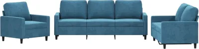 Immagine prodotto di vidaXL Set divano 3 pezzi con cuscini in velluto blu