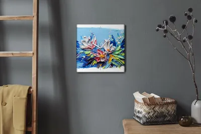 Produktbild von Coloray Hodiny Unikátní 30x30 cm  Tiché hodiny Pro obývací pokoj a kuchyň Nástěnné hodiny Plátno Bílé ručičky hodin - Malování květin