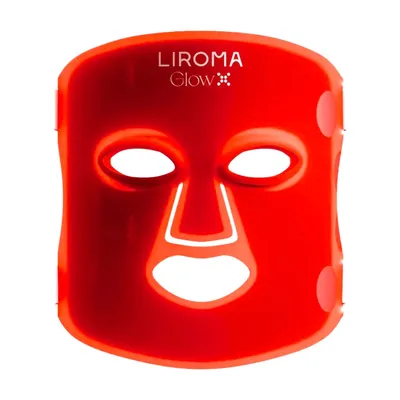Produktbild von LIROMA® GLOW LED-Gesichtsmaske mit 114 Triple-Chip-LEDs, Rotlicht 630 nm, Blaulicht 420 nm & Nahinfrarot, kabellos mit Akku, Fernbedienung, Silikon
