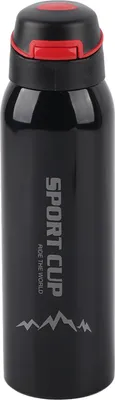 Produktbild von 500 ml Edelstahlflasche, vakuumisoliert, mit Strohhalm, Sport-Wasserflasche (schwarz)