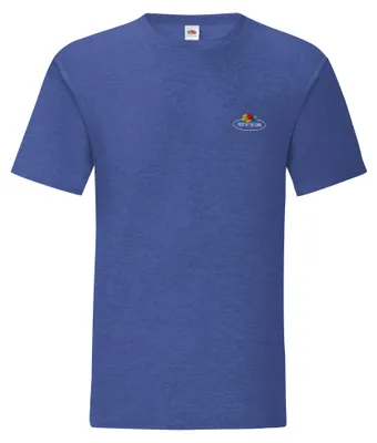 Produktbild von Fruit of the Loom Iconic 150 T-Shirt mit Vintage-Logo auf der Brust Farbe: retro royalblau meliert - Vintage-Logo klein Größe: S