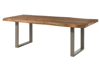 Image de MASSIVMOEBEL24 | Table à manger 180x90 en bois de Sheesham bois naturel pieds en U gris FREEFORM 5
