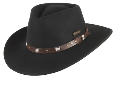 Scippis Emerald Outdoor-Cowboyhut 100% Wolle mit Lederband in schwarz