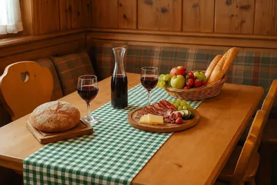 Produktbild von Tischläufer 200 x 40 cm - Landhausstil in Grün-Weiß Karomuster