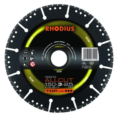 Produktbild von Rhodius Diamanttrennscheibe DG 210 Allcut 150x3,0x2,5x22,23mm Stein Braintools - 303389
