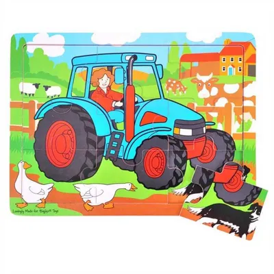 Produktbild von Bigjigs Toys Holzpuzzle Traktor 9 Teile