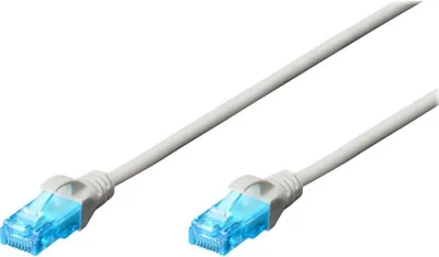 Produktbild von DIGITUS Patchkabel RJ45 U/UTP Cat5e 1.00m weiß Hebelschutz Polybeutel
