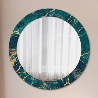 Produktbild von Spiegel - Mirror zum Wandspiegel Schlafzimmer – Schminkspiegel- Malachit grün Marmor- Ø70cm