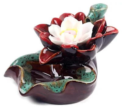 Produktbild von Keramisches Lotus-Wasserfall-Räuchergefäß für Rückfluss-Räucherstäbchen, Dekoration für Zuhause