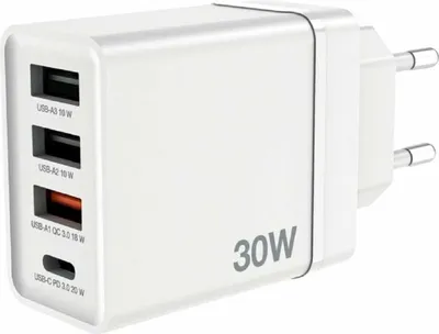 Produktbild von Verbatim USB Wall Charger 30W 1xUSB-C PD 3xUSB-A weiß 49701