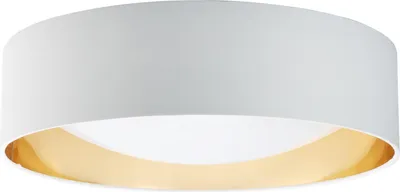 Produktbild von Runde LED-Deckenleuchte Ø40cm 30W – Weißer Textilschirm mit goldverspiegeltem Innenreflektor – Licht wählbar 3000K/4000K/6000K
