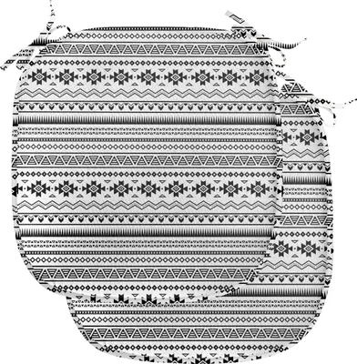 Produktbild von ABAKUHAUS Stammes Polster für Esszimmerstühle, amerikanische Folkloric, Dekoratives wasserfestes Kissen mit Riemen für Küchensitze, 40 cm x 40 cm-2er Pack, Weiß Schwarz