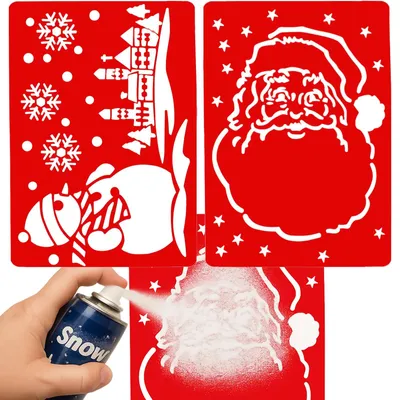 Produktbild von Schneeschablonen Weihnachtsfenster Fensterdeko Kunstschnee Schablonen 2 Stück XL 54x38 cm Nikolaus Schneemann