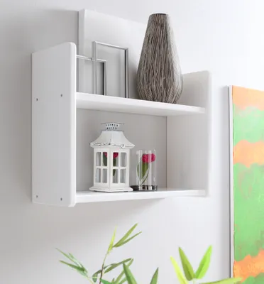 Produktbild von Wandregal Kiefer massiv weiß lackiert verschiedene Größen, Größe:B60 / H45 / T20 cm